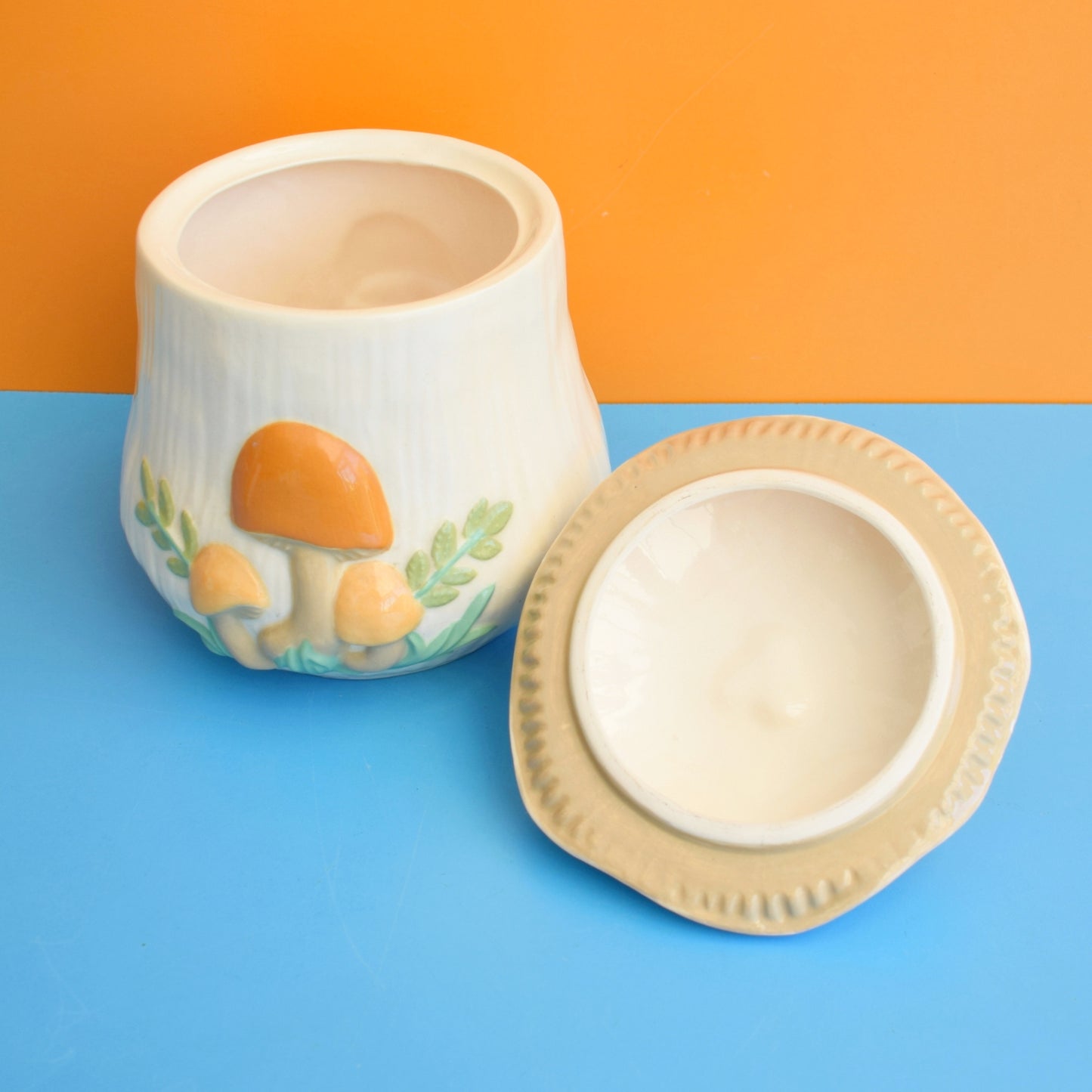 Vintage 1980s Toadstool Canister / Mugs - Golden - Arnels - American by Vintage