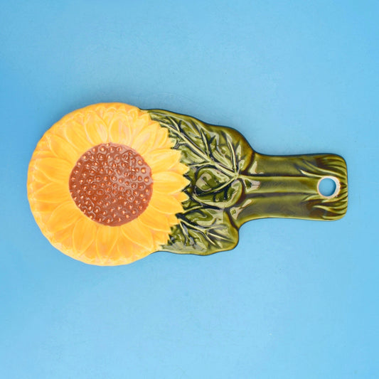 Vintage 1970s Sunflower Spoon Rest - Ceramic by Vintage