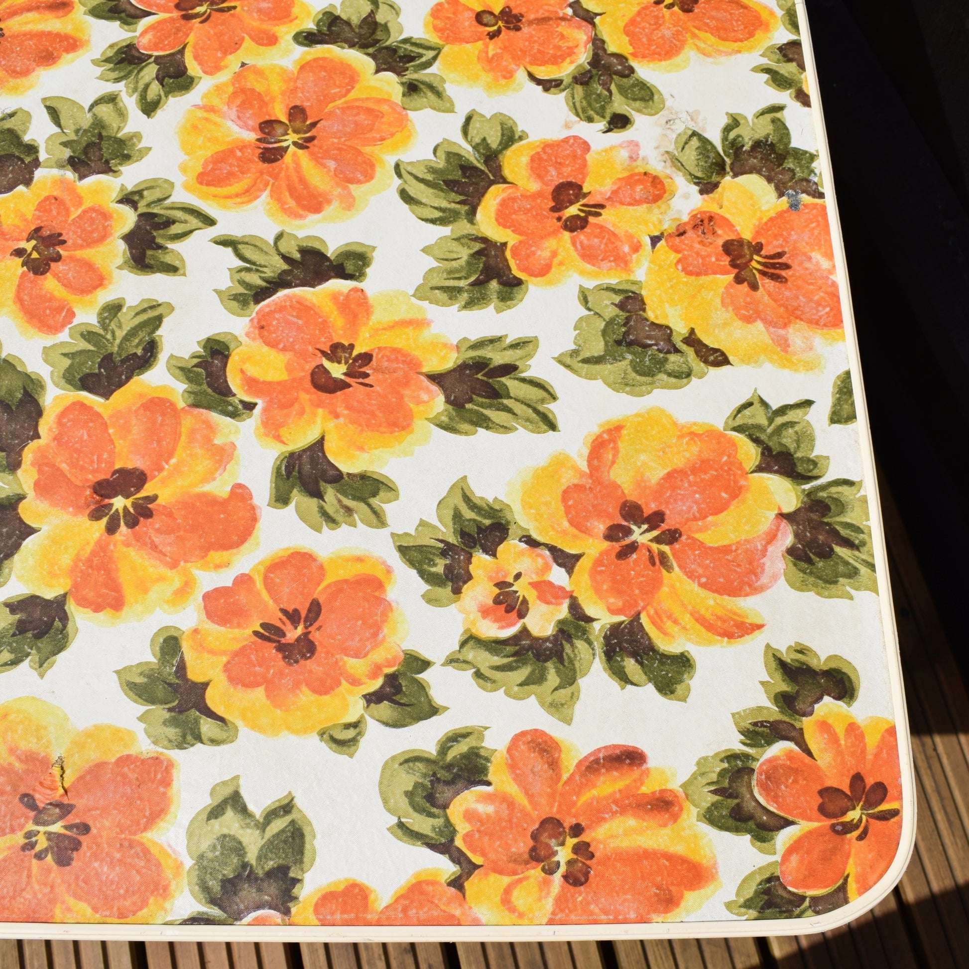 Vintage 1960s Folding, Flower Power Table - Orange by Vintage