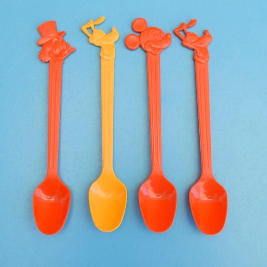 Vintage 1980s Plastic Disney Spoons - Disneyland/ Euro Disney x4
