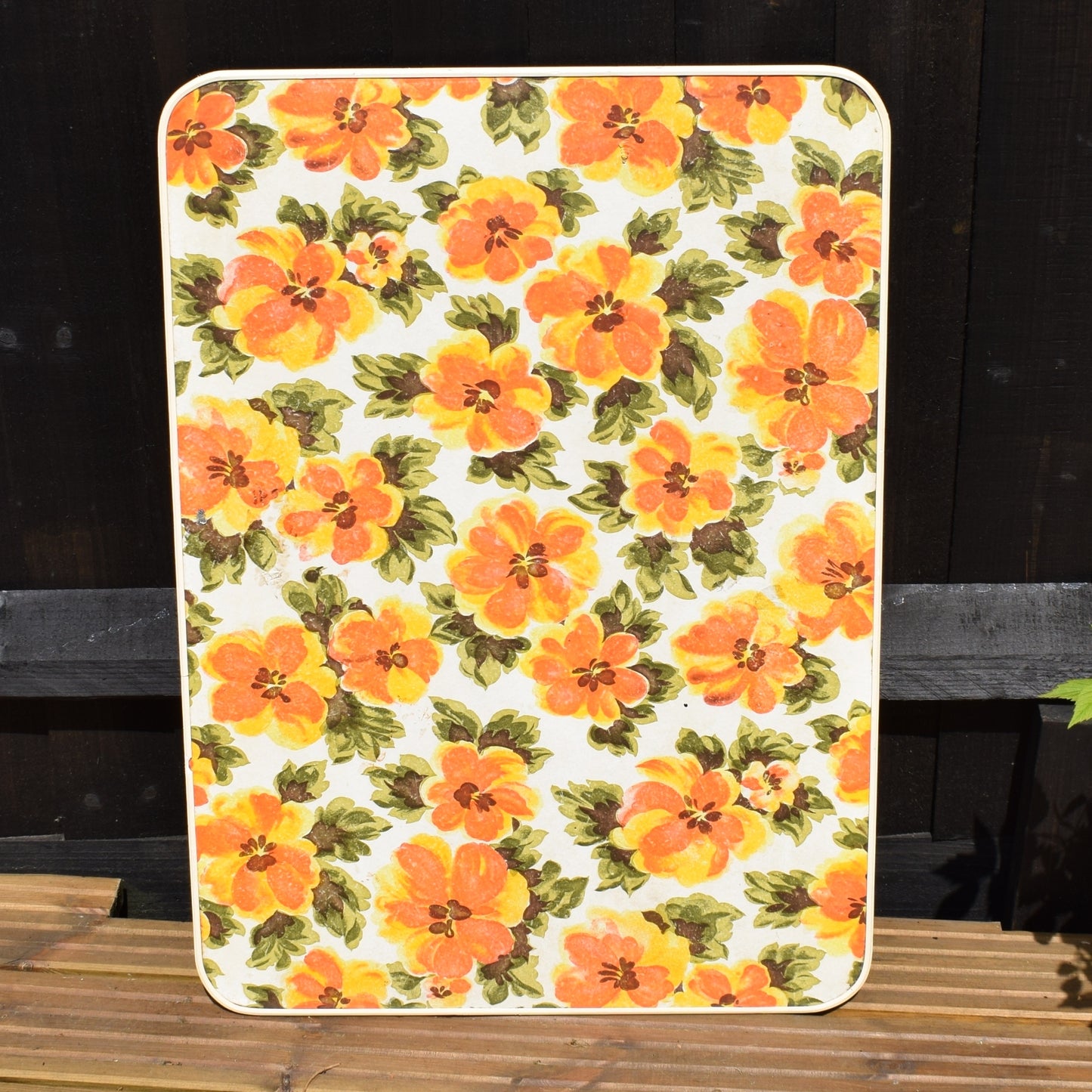 Vintage 1960s Folding, Flower Power Table - Orange by Vintage