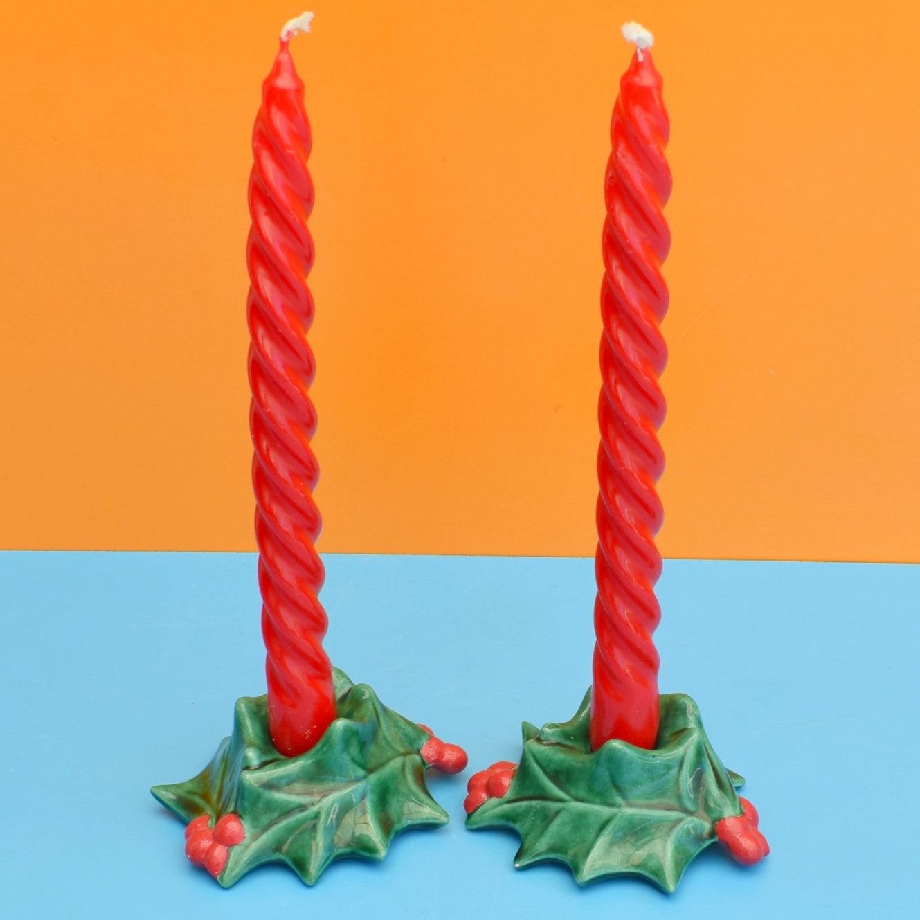 Vintage 1970s Kitsch Christmas Candles / Holders - Ceramic - American . by Pineapple Retro