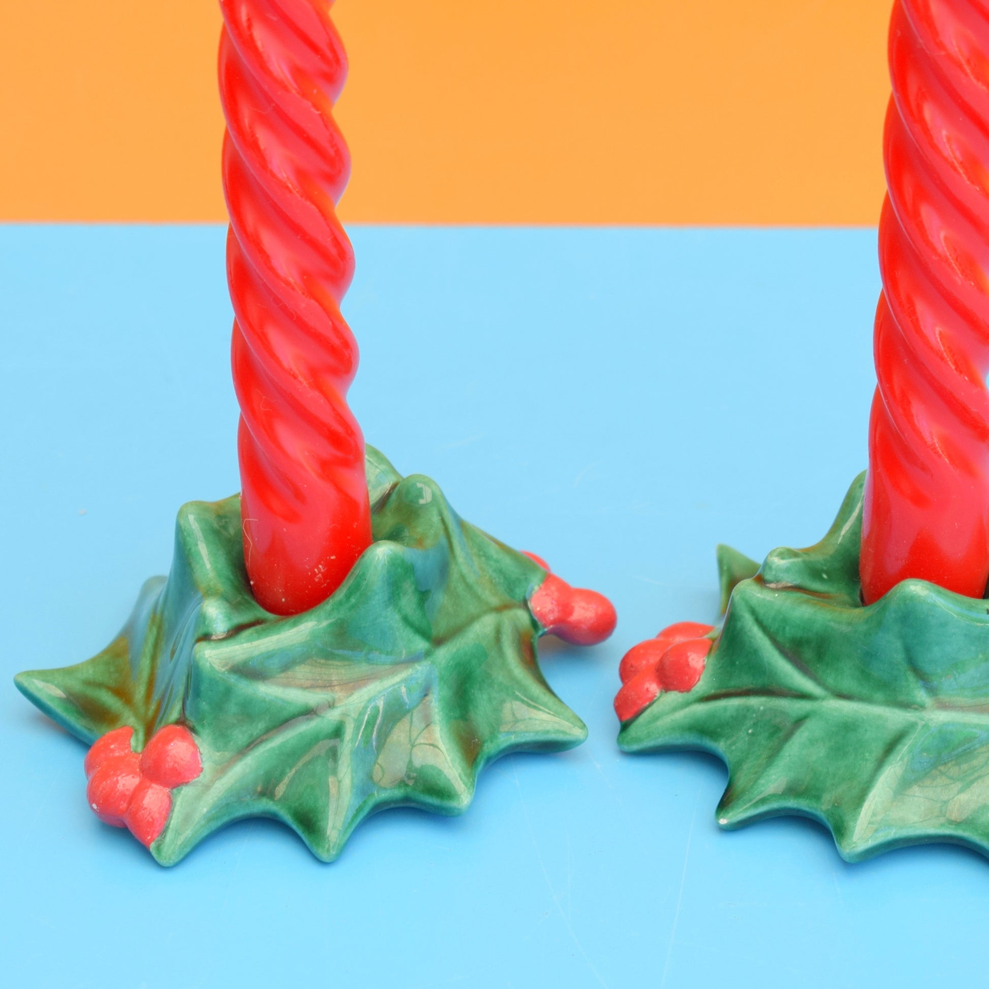 Vintage 1970s Kitsch Christmas Candles / Holders - Ceramic - American . by Pineapple Retro