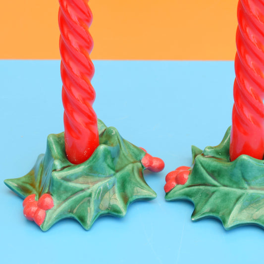 Vintage 1970s Kitsch Christmas Candles / Holders - Ceramic - American . by Pineapple Retro
