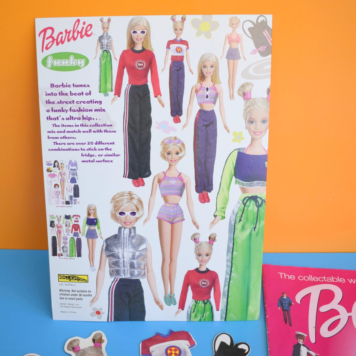 Vintage 2000s Barbie Magazine Sup, Magnetic Dress Up Barbie Set - Funky