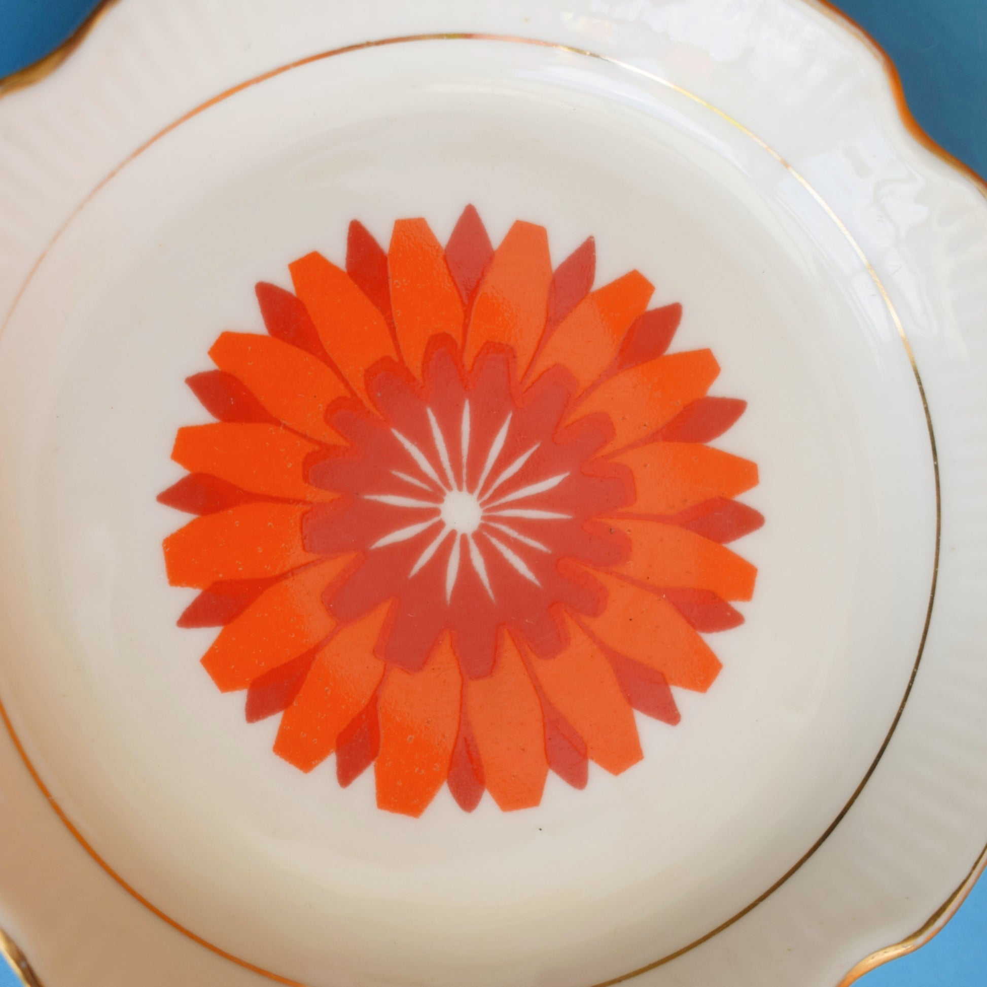 Vintage 1970s Flower Power Pin Dish - Orange - Chodziez Poland by Pineapple Retro