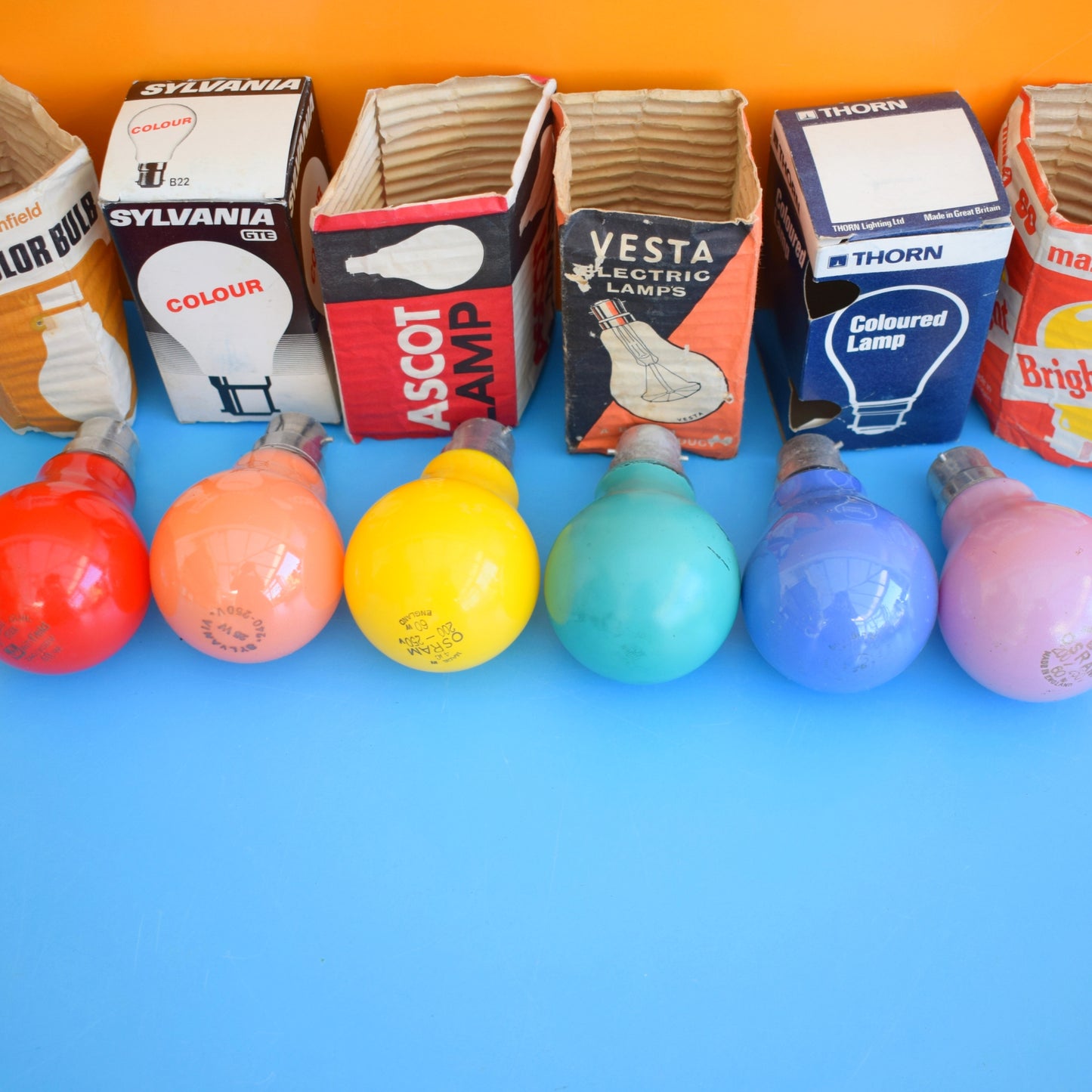 Vintage 1970s Classic Rainbow Bayonet Light Bulbs - All Tested x14