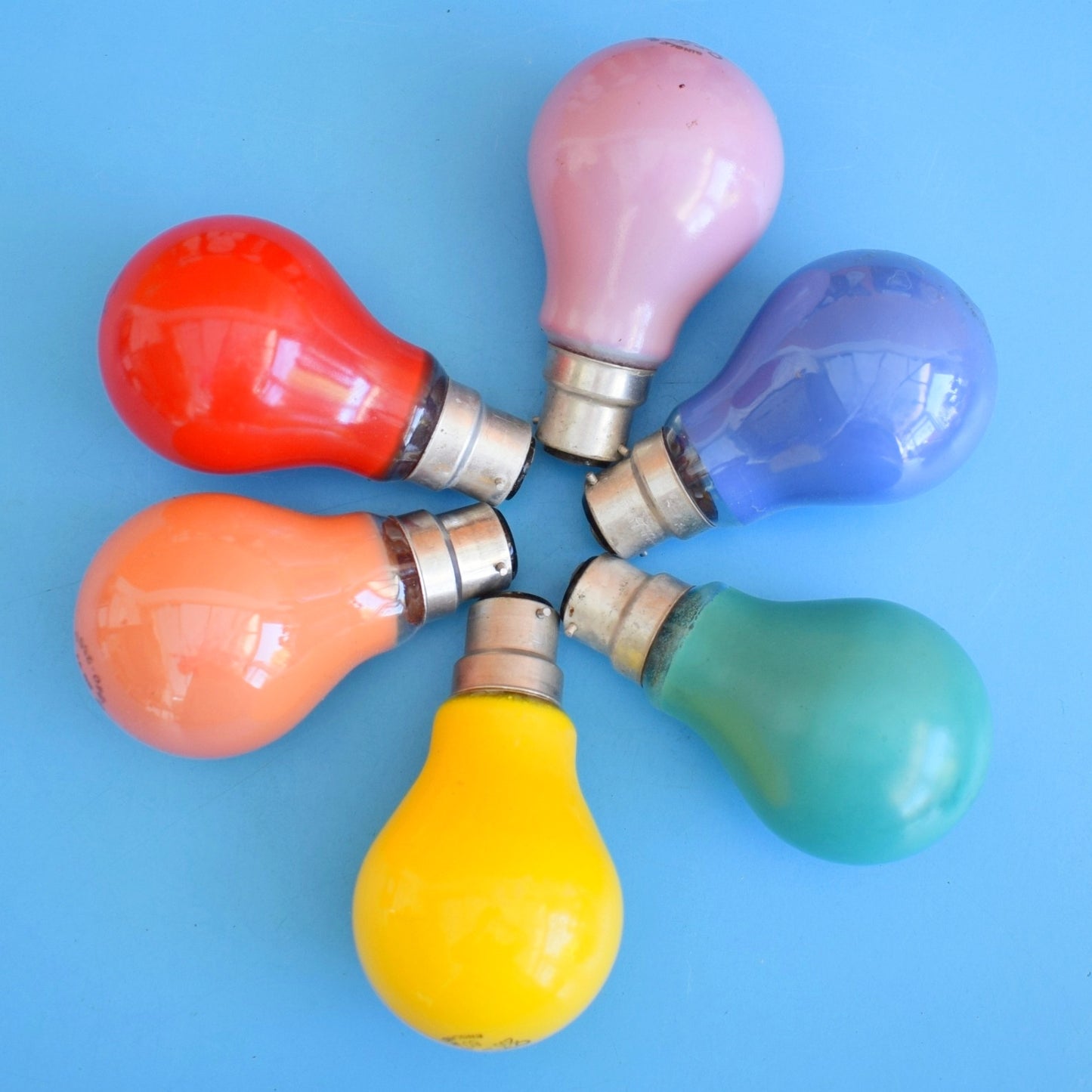 Vintage 1970s Classic Rainbow Bayonet Light Bulbs - All Tested x14