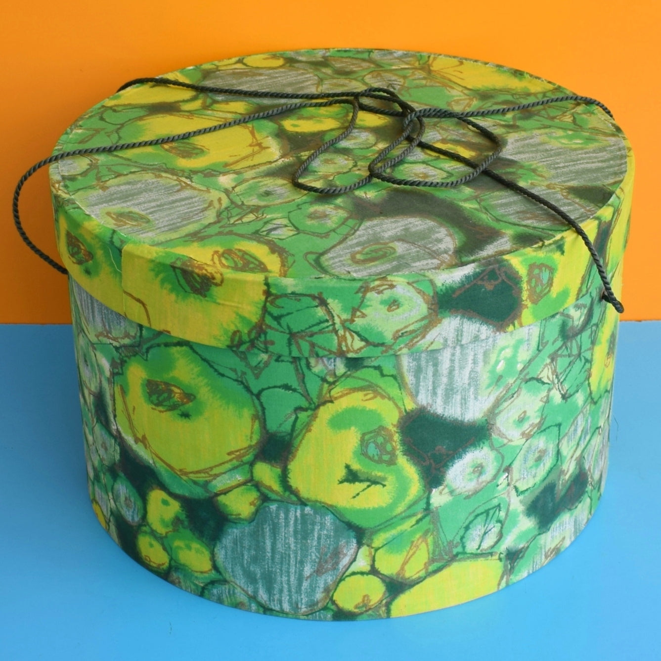 Vintage 1960s Large Hat Box - Storage - Green