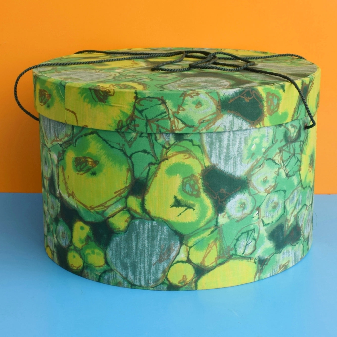 Vintage 1960s Large Hat Box - Storage - Green