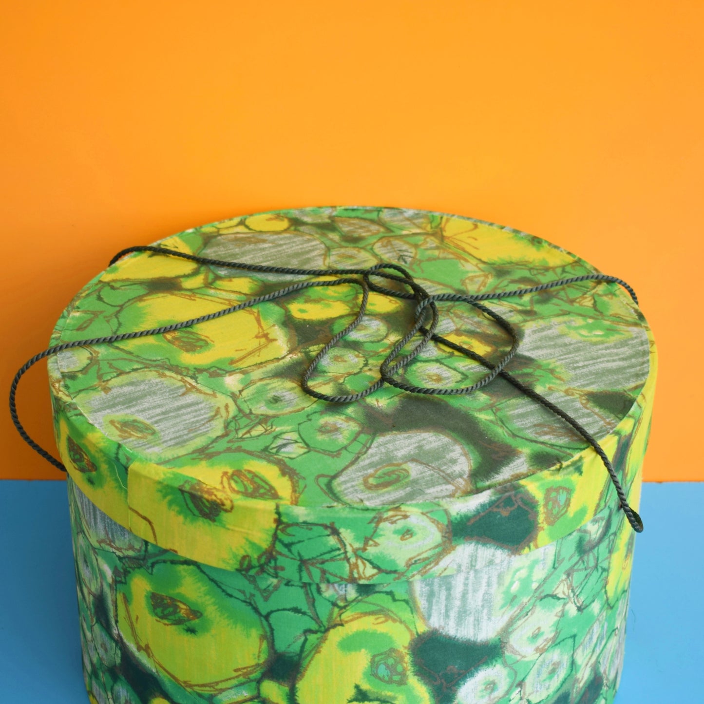 Vintage 1960s Large Hat Box - Storage - Green