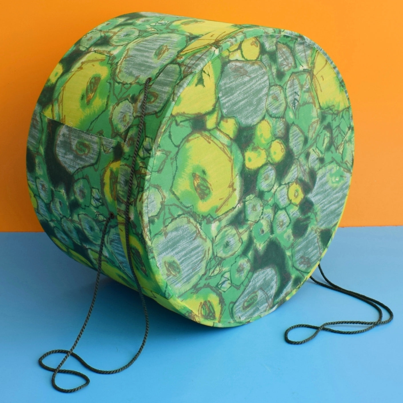 Vintage 1960s Large Hat Box - Storage - Green