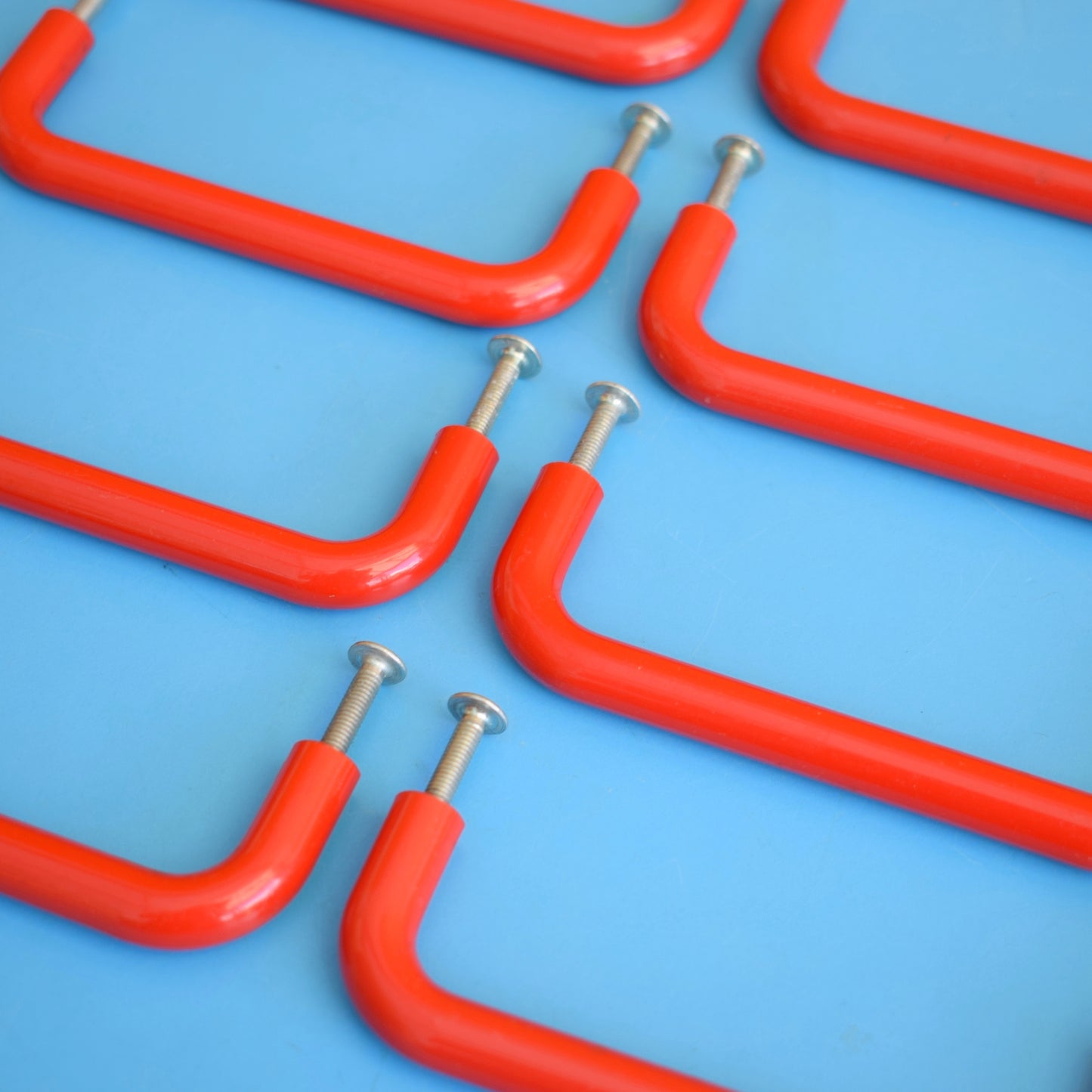 Vintage 1980s Plastic Handles - Set of 8 - Red