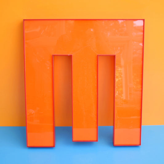 Vintage Letter M or E Large Acrylic / Perspex - Orange & Red by Pineapple Retro