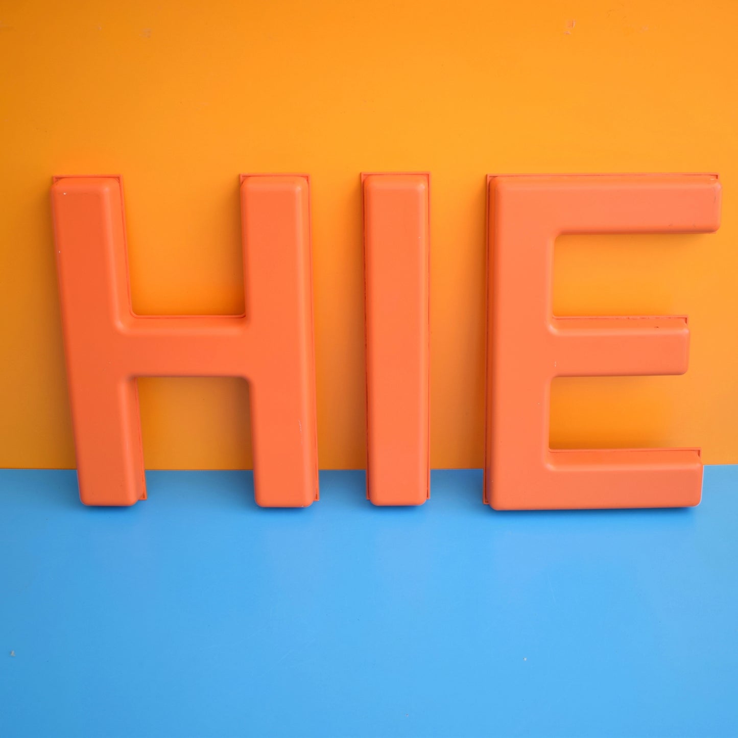 Vintage Letters H, I or E - Medium Plastic - Orange