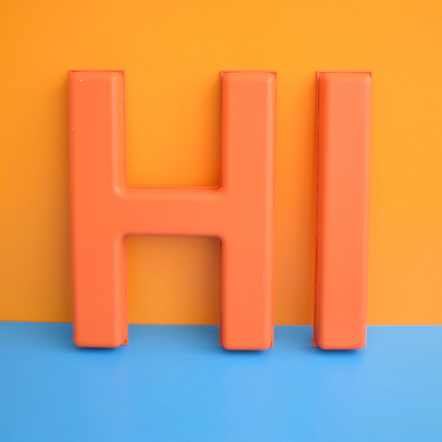 Vintage Letters H, I or E - Medium Plastic - Orange