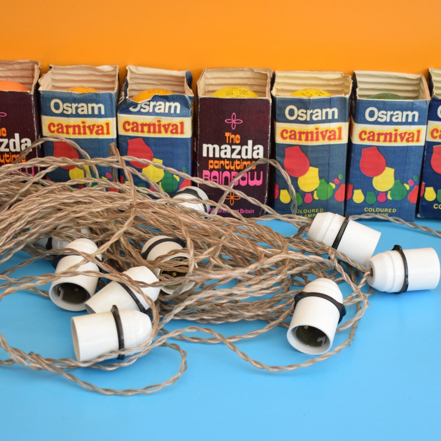 Vintage 1970s String Of Indoor Rainbow Lights / Spare Bulbs