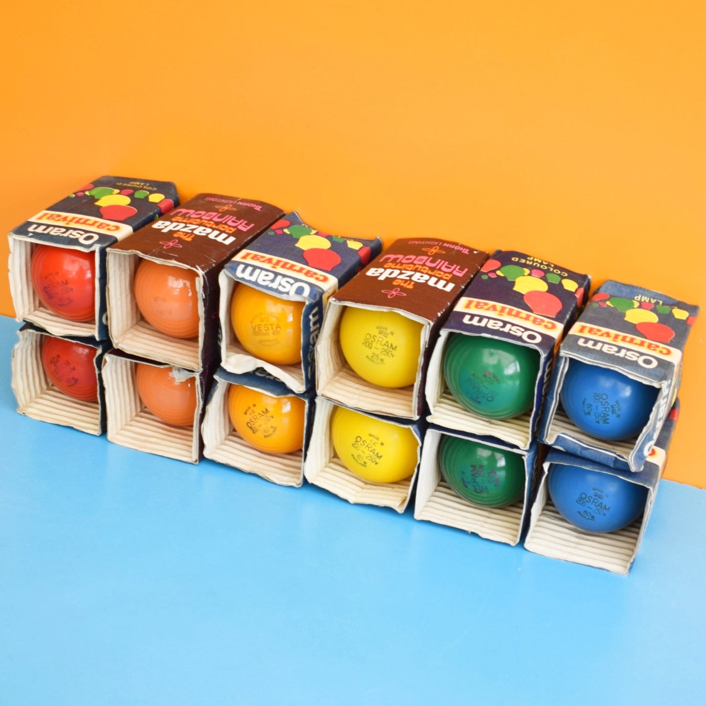 Vintage 1970s String Of Indoor Rainbow Lights / Spare Bulbs