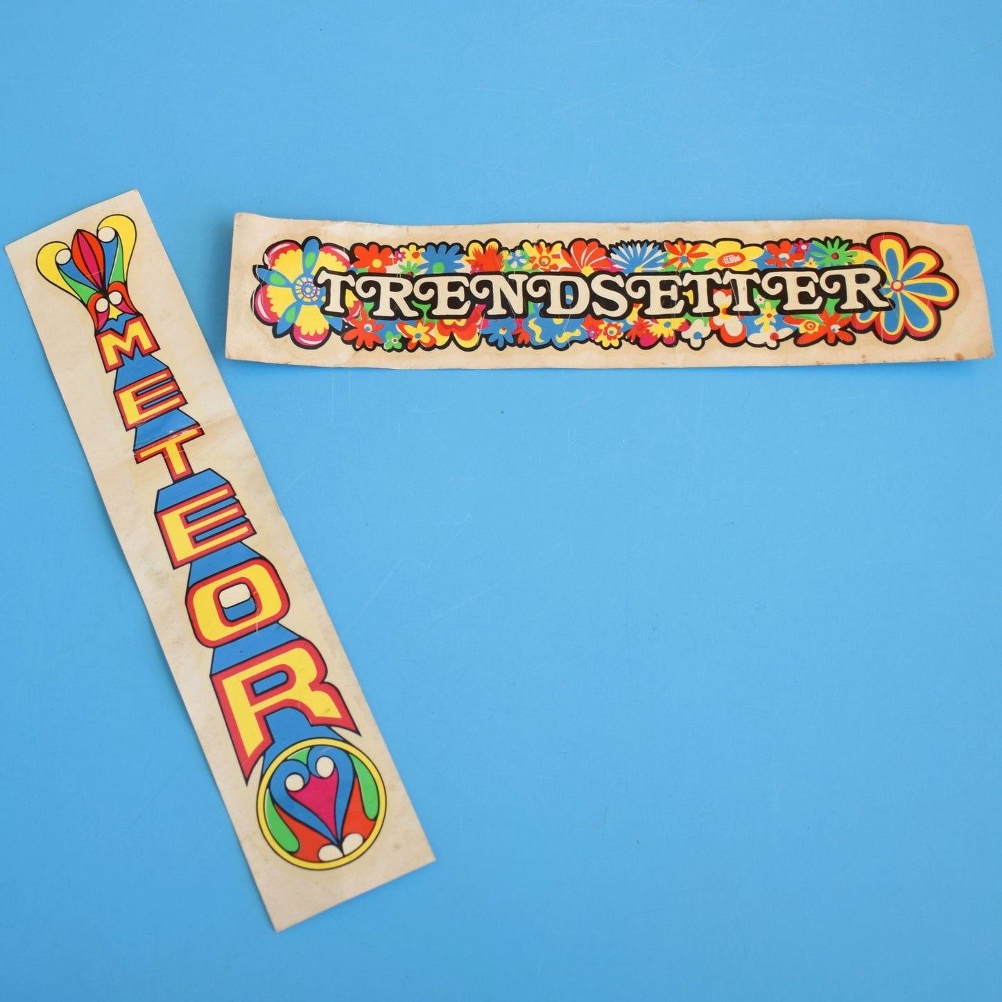 Vintage 1970s Bold Water Slide Transfer Stickers - Bikes - Flower Power by Pineapple Retro