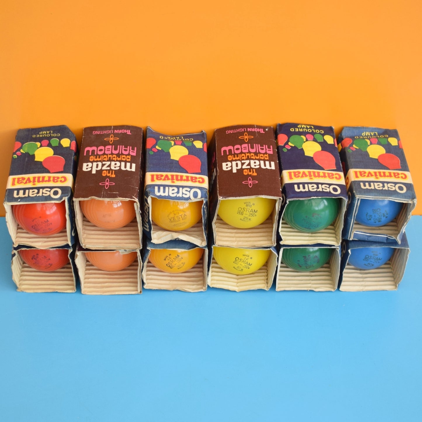 Vintage 1970s String Of Indoor Rainbow Lights / Spare Bulbs