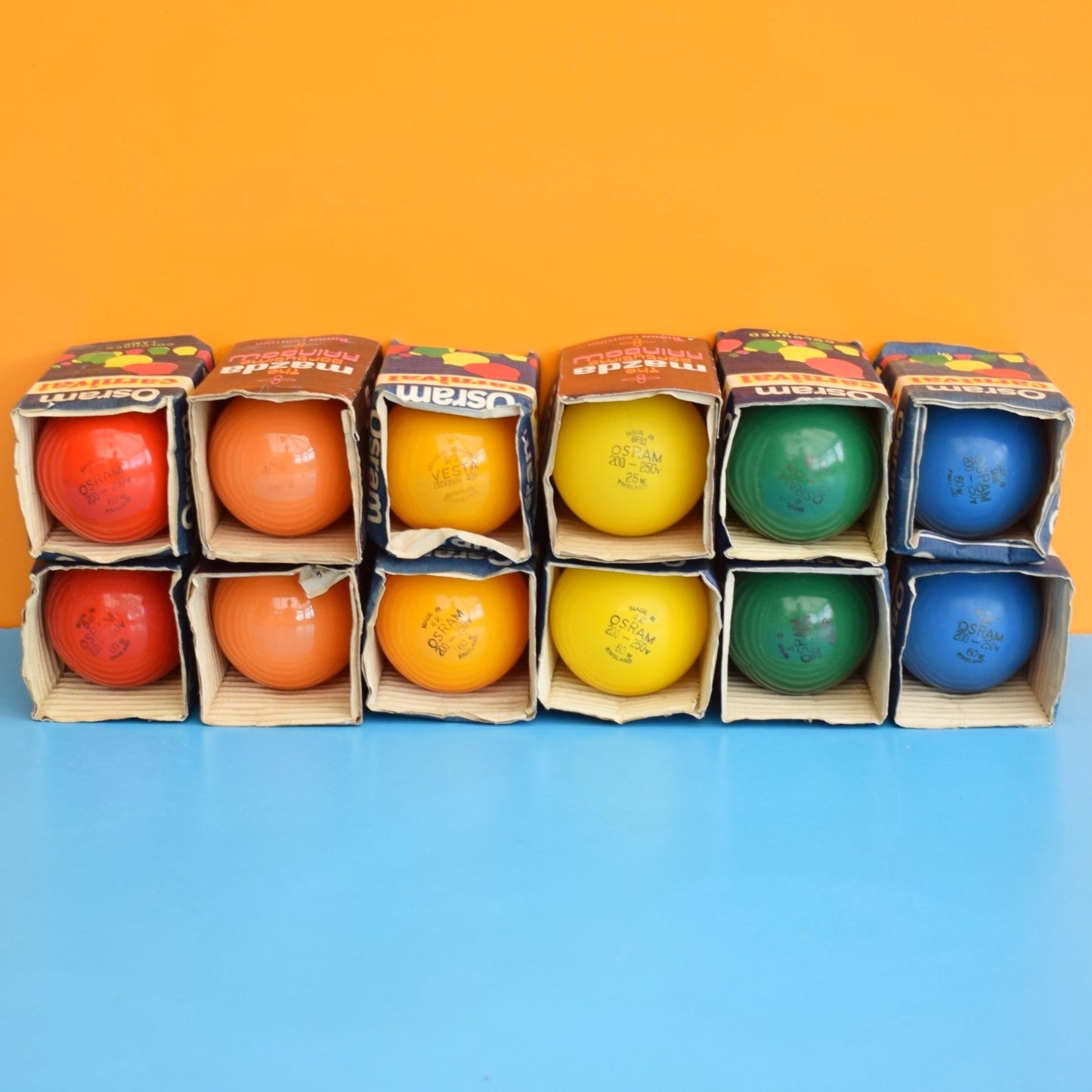 Vintage 1970s String Of Indoor Rainbow Lights / Spare Bulbs