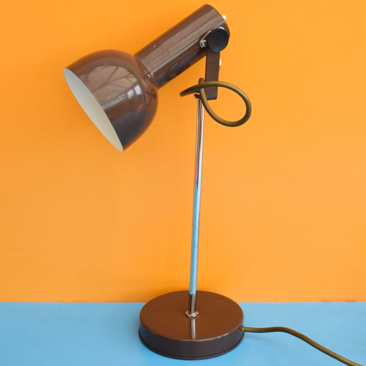 Vintage 1970s Desk Lamp - Chocolate Brown / Chrome