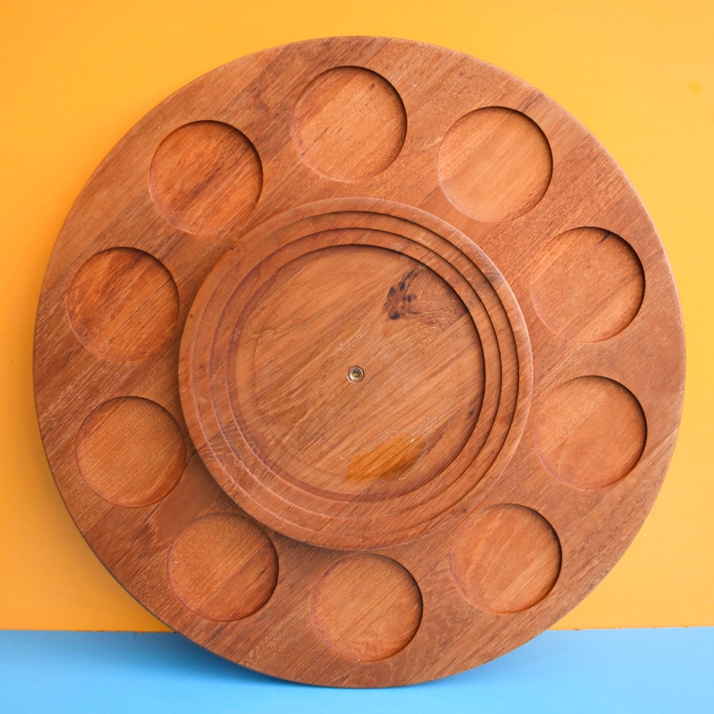 Vintage 1960s Fondue Set Teak / Stainless Steel - Danish / Swiss