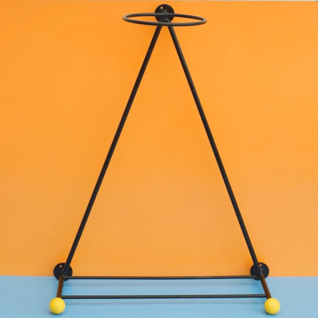 Vintage 1950s Atomic Wall Mounted Hall Stand - Yellow & Black