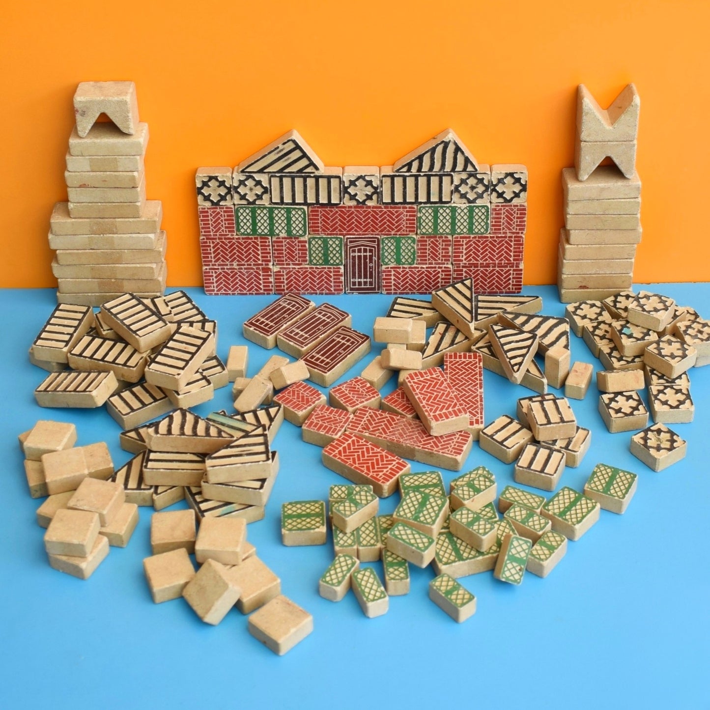 Vintage 1950s Lotts Toy House Building Blocks - Stone by Vintage