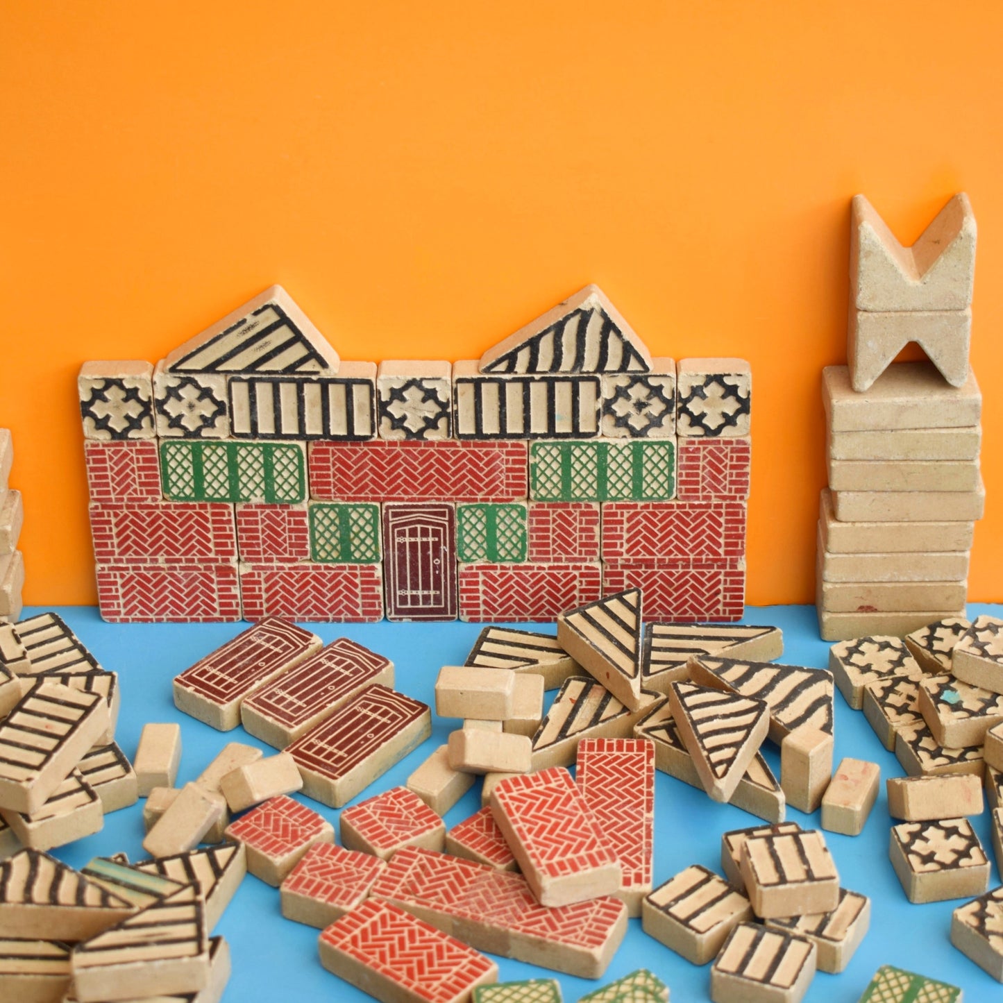 Vintage 1950s Lotts Toy House Building Blocks - Stone by Vintage