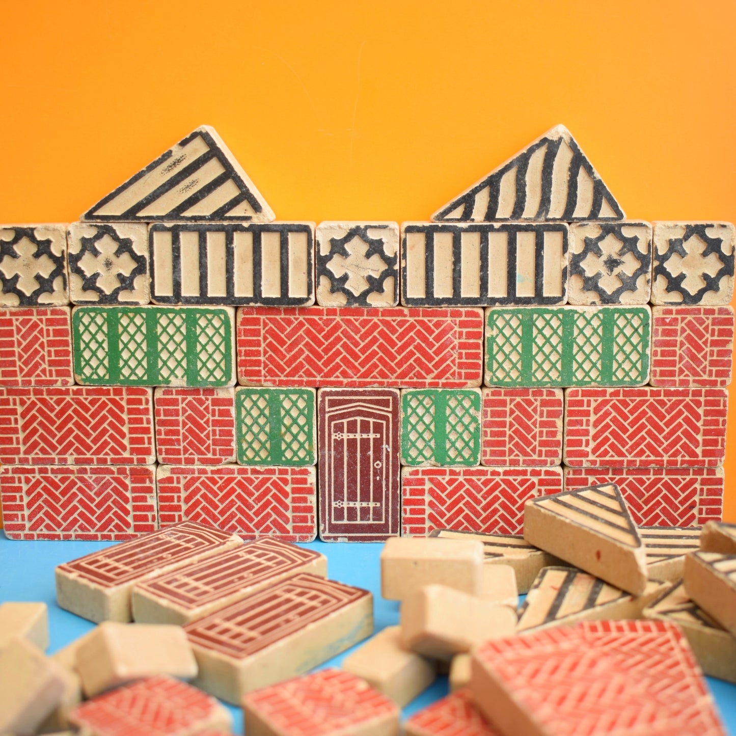 Vintage 1950s Lotts Toy House Building Blocks - Stone by Vintage