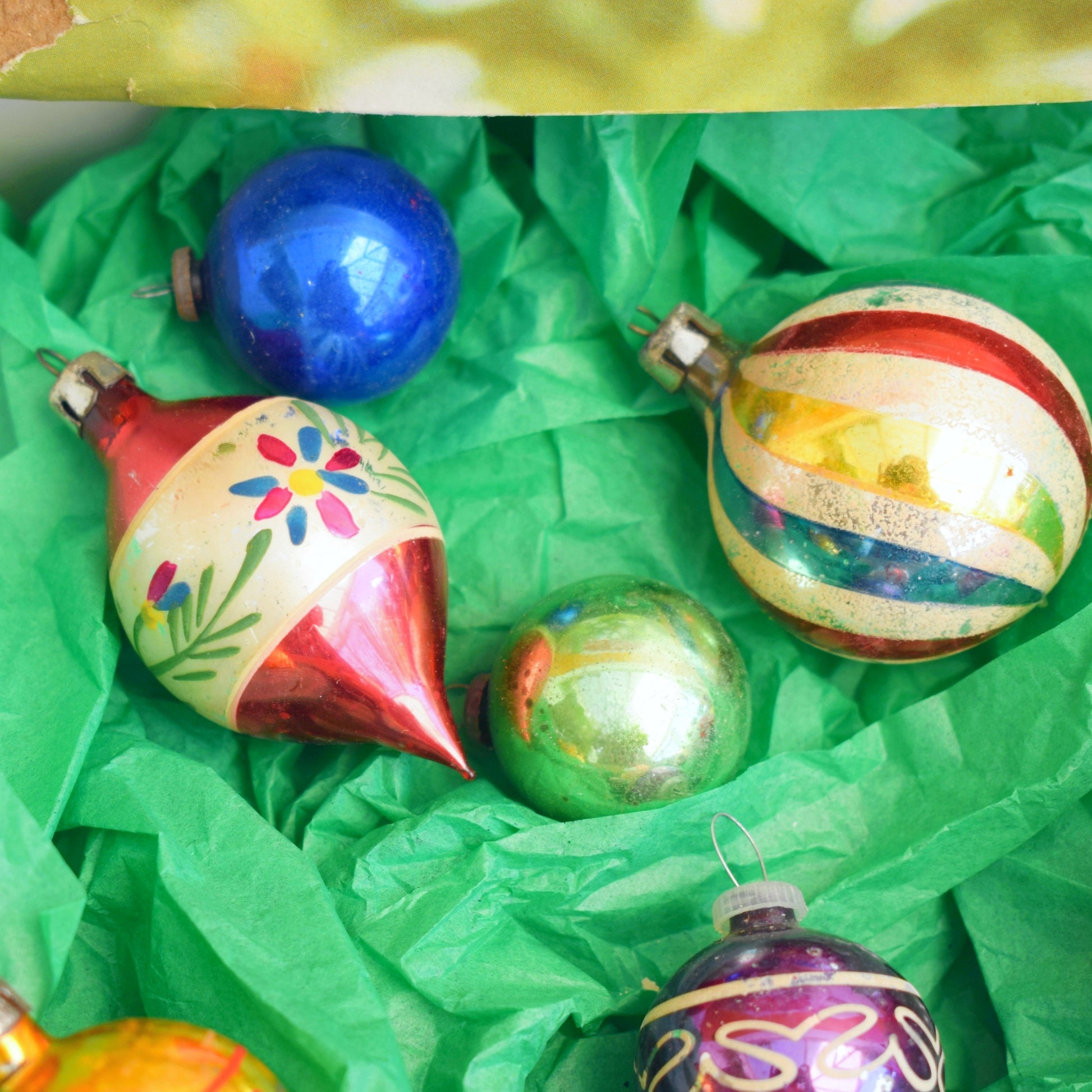 Vintage 1960s Glass Christmas Baubles - Small x14 - Chocolate Box by Pineapple Retro