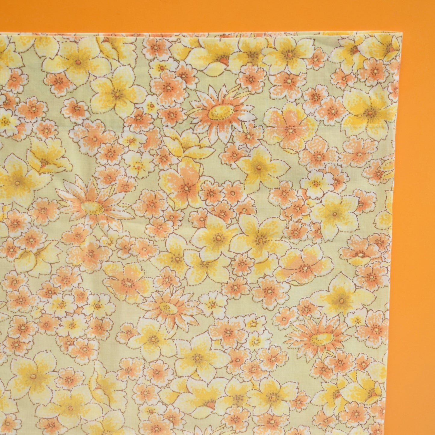 Vintage 1970s Single Pillowcase - Flower Power - Orange & Yellow