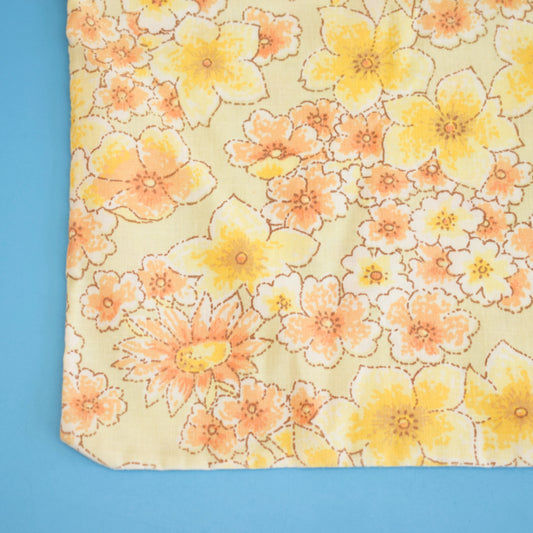 Vintage 1970s Single Pillowcase - Flower Power - Orange & Yellow