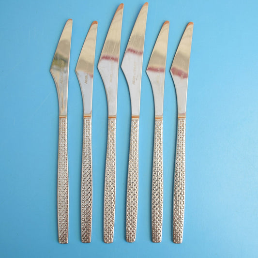 Vintage 1960s John Mason Knives - Sheffield - Woven Textured Handles