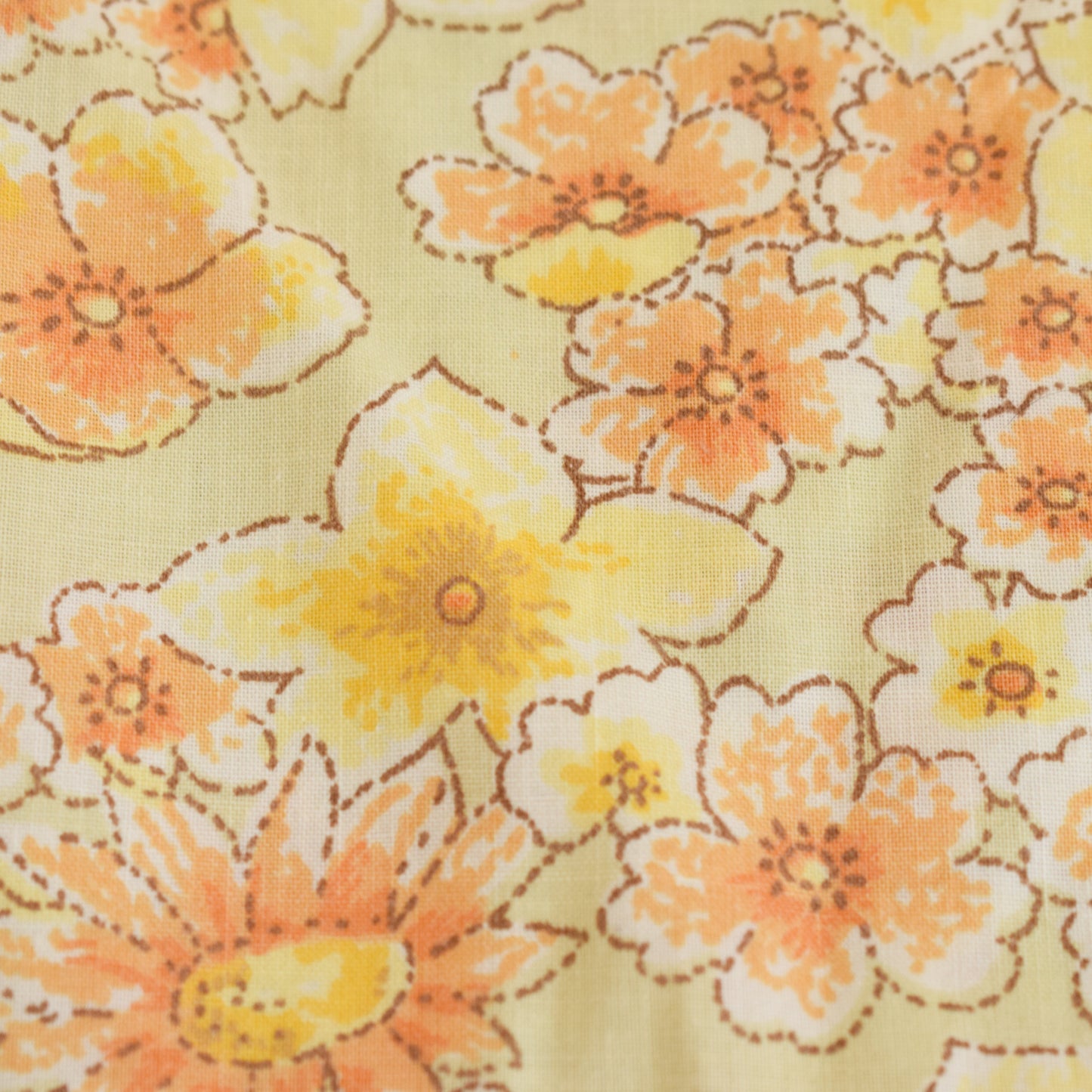 Vintage 1970s Single Pillowcase - Flower Power - Orange & Yellow