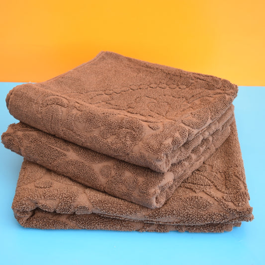 Vintage 1970s Towel Set - BHS- Brown x3