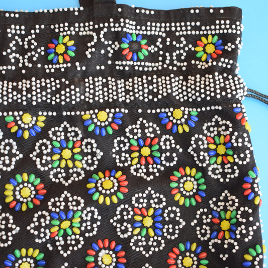 Vintage 1970s Beaded Handbag - Flowers by Vintage
