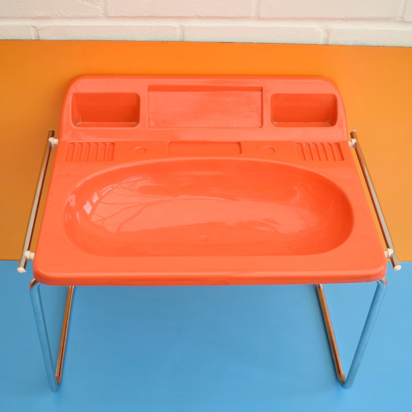 Vintage 1970s Plastic Childs/ Play Stand / Craft table? - Orange