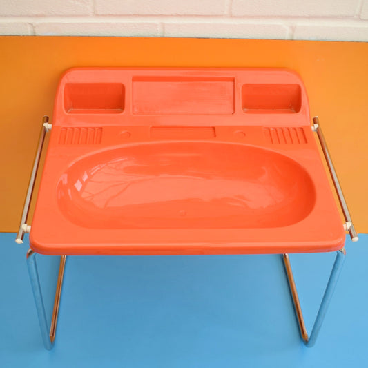 Vintage 1970s Plastic Childs/ Play Stand / Craft table? - Orange