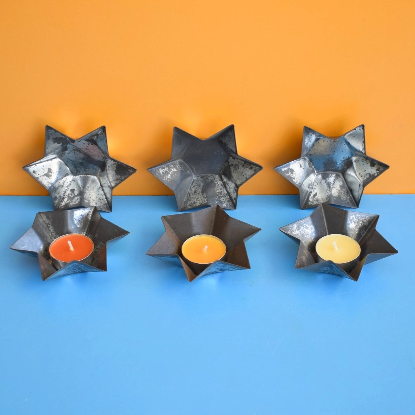 Vintage 1950s Metal Star Moulds / Pastry Cases / Candle Holders