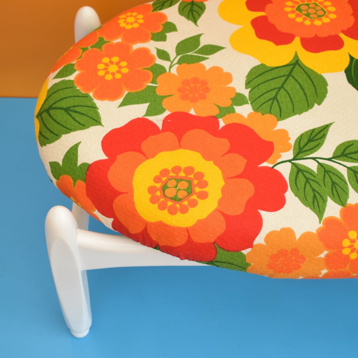 Vintage 1960s Oval Footstool - Elliots Of Newbury - French Fabric