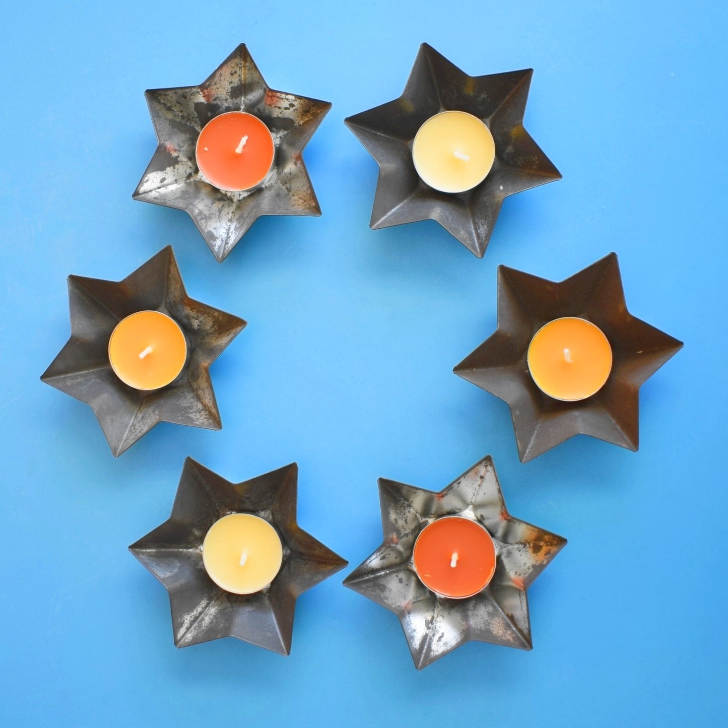 Vintage 1950s Metal Star Moulds / Pastry Cases / Candle Holders