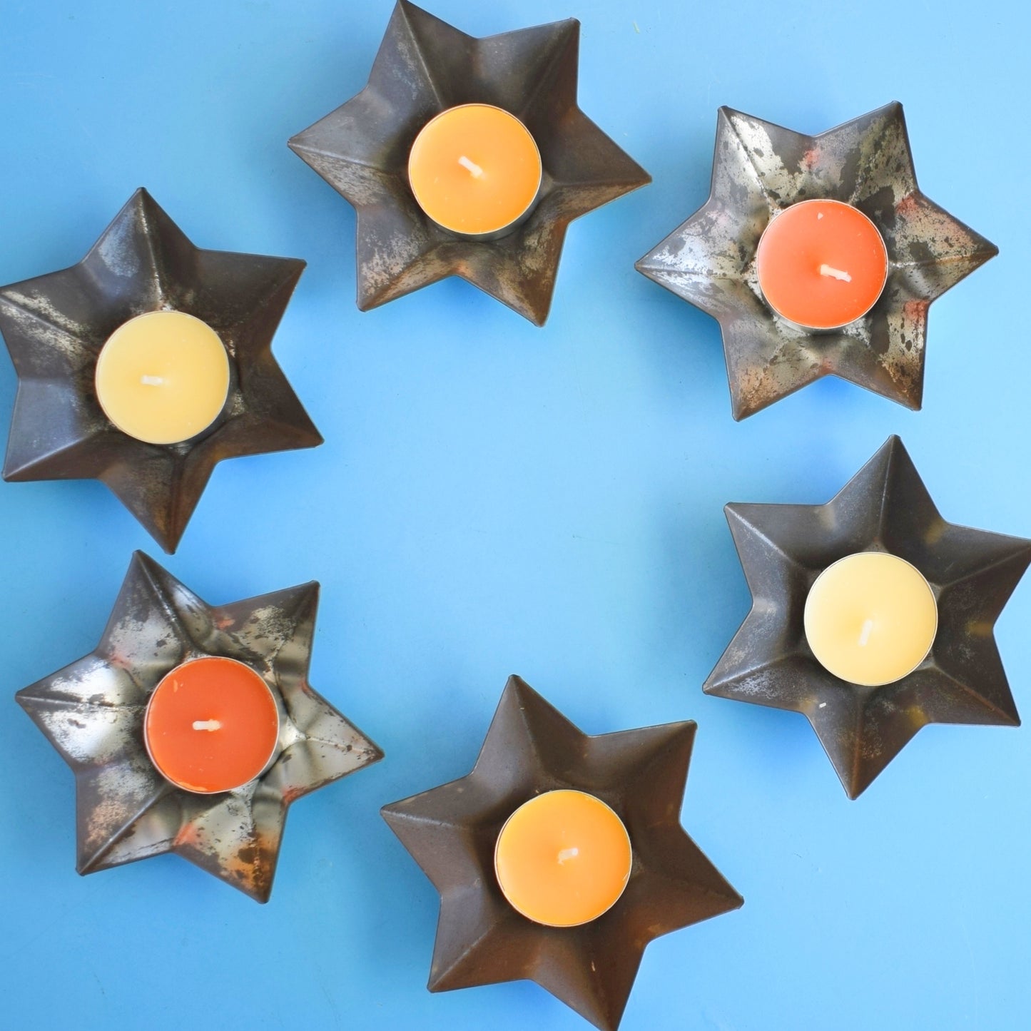 Vintage 1950s Metal Star Moulds / Pastry Cases / Candle Holders