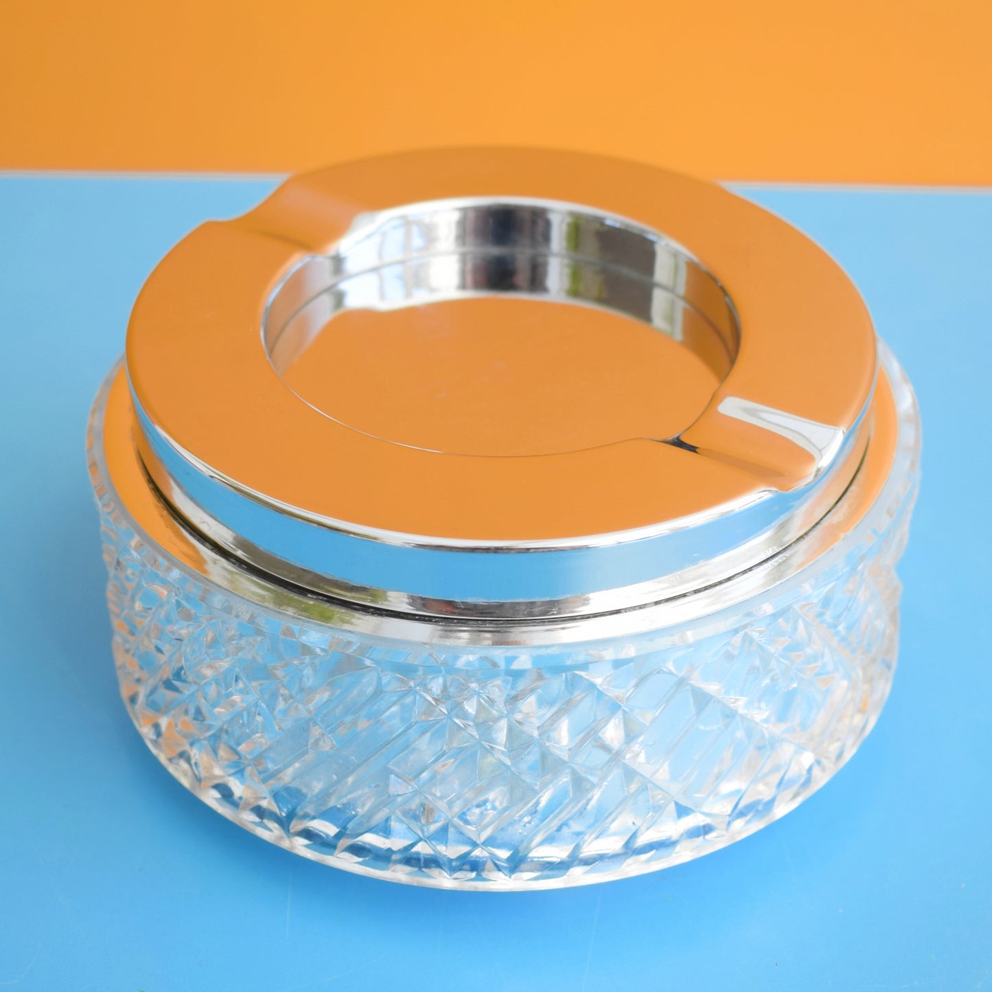 Vintage 1960s Chrome / Cut Glass Collect Carousel Ashtray - West Germany by Pineapple Retro