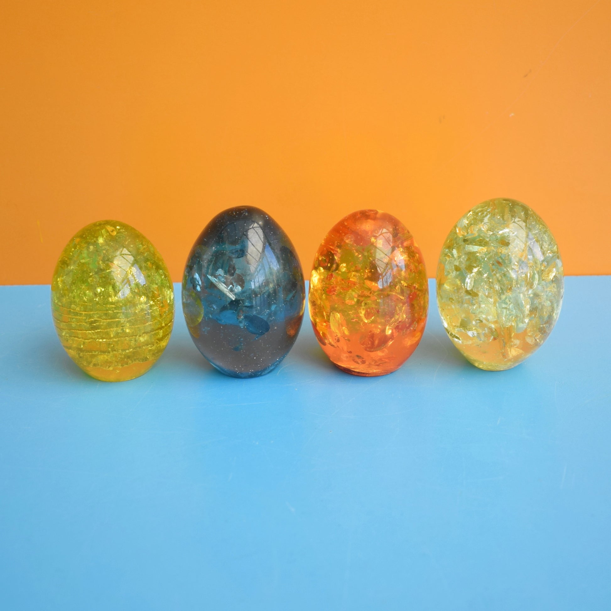 Vintage 1970s Shattaline Egg Paperweights / Ornaments - Various by Pineapple Retro