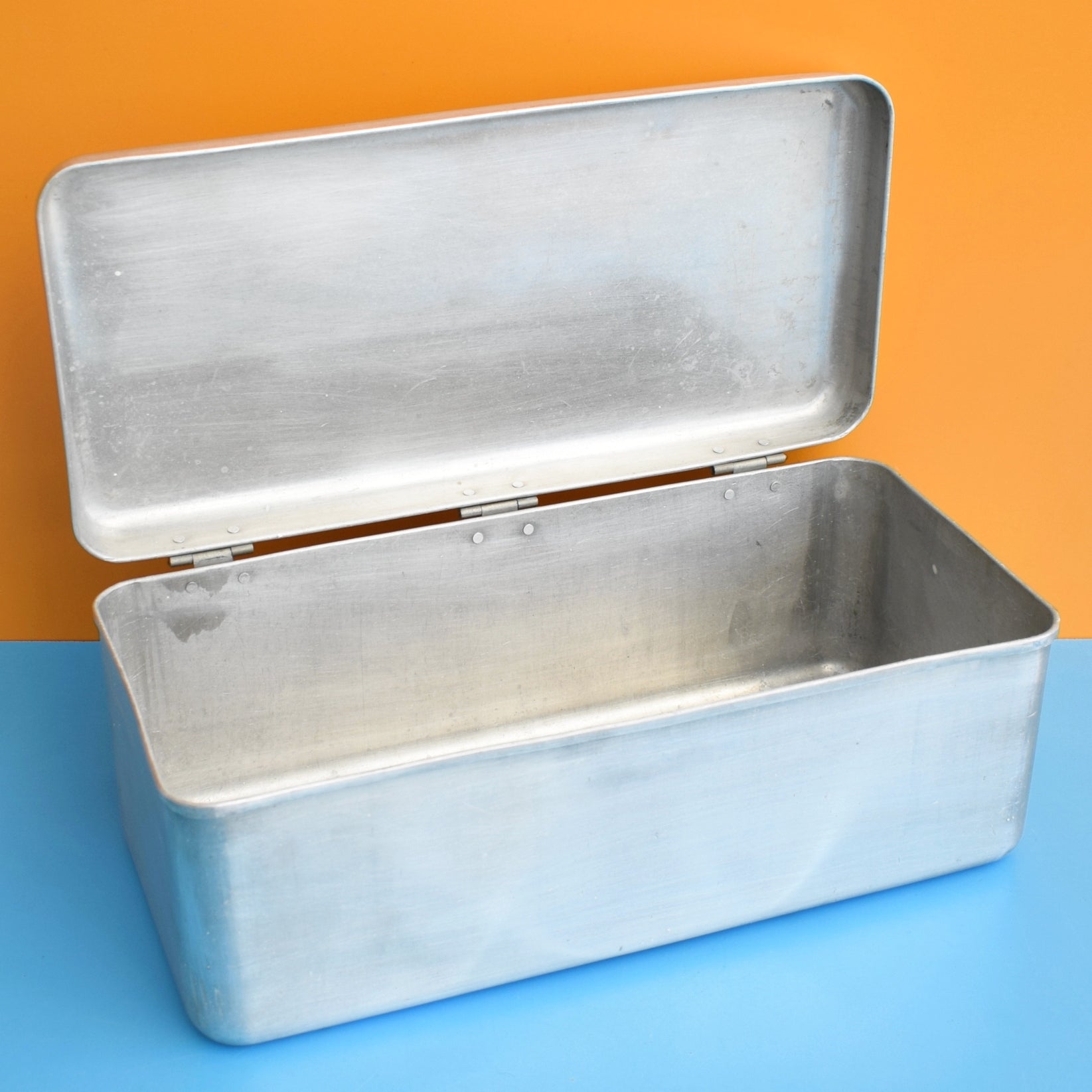 Vintage 1960s Aluminium Hinged Lidded Box - Storage by Vintage