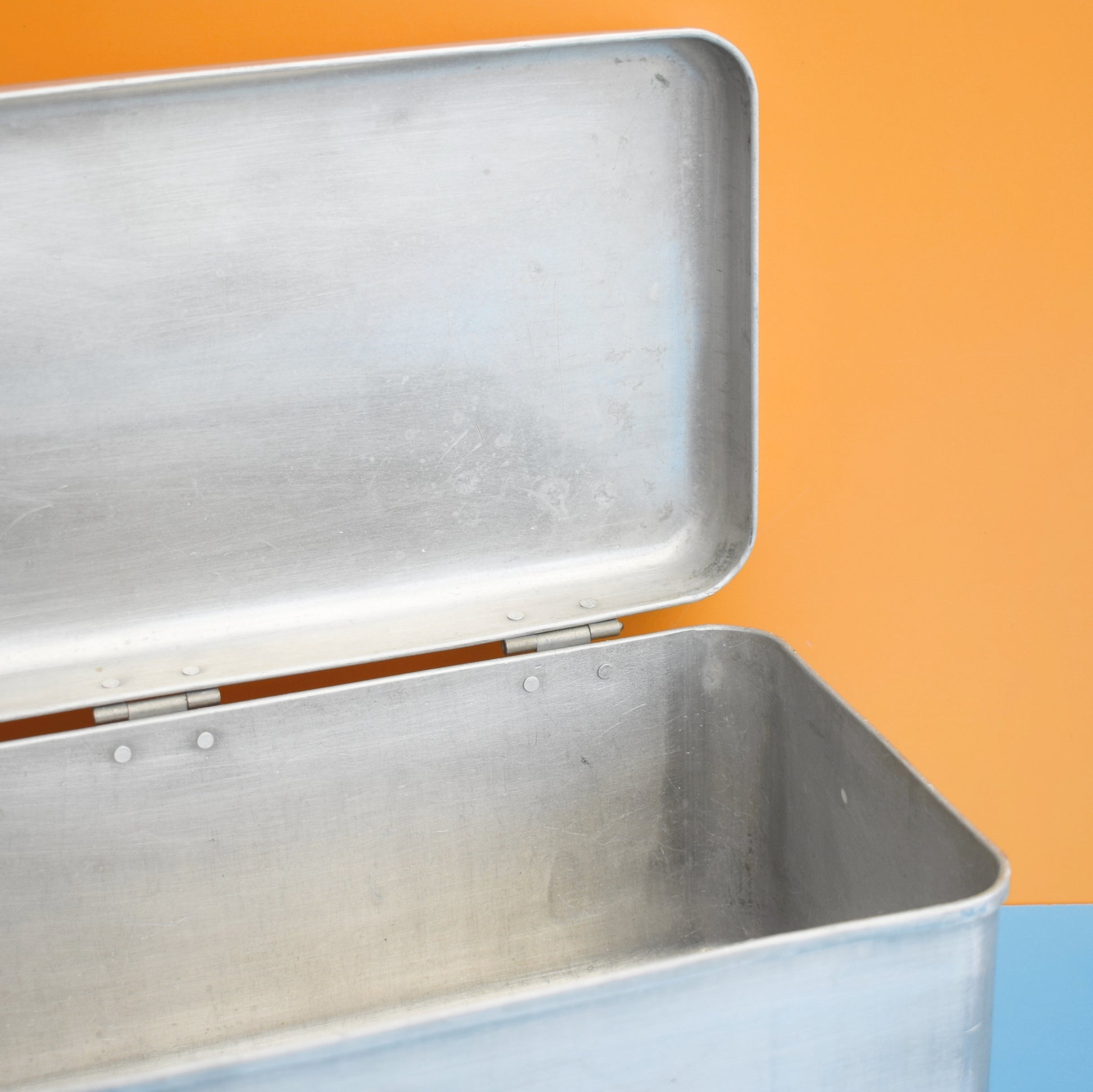 Vintage 1960s Aluminium Hinged Lidded Box - Storage by Vintage