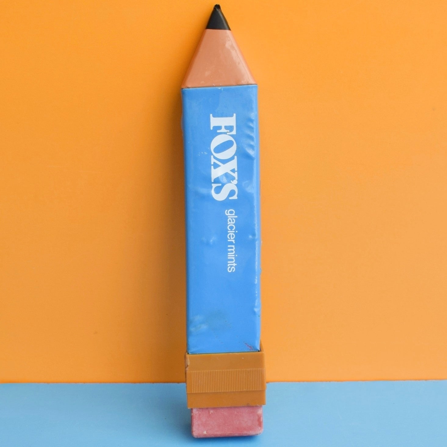 Vintage 1970s Vinyl Pencil Shaped Pencil Case - Foxes Mint Advertising by Pineapple Retro