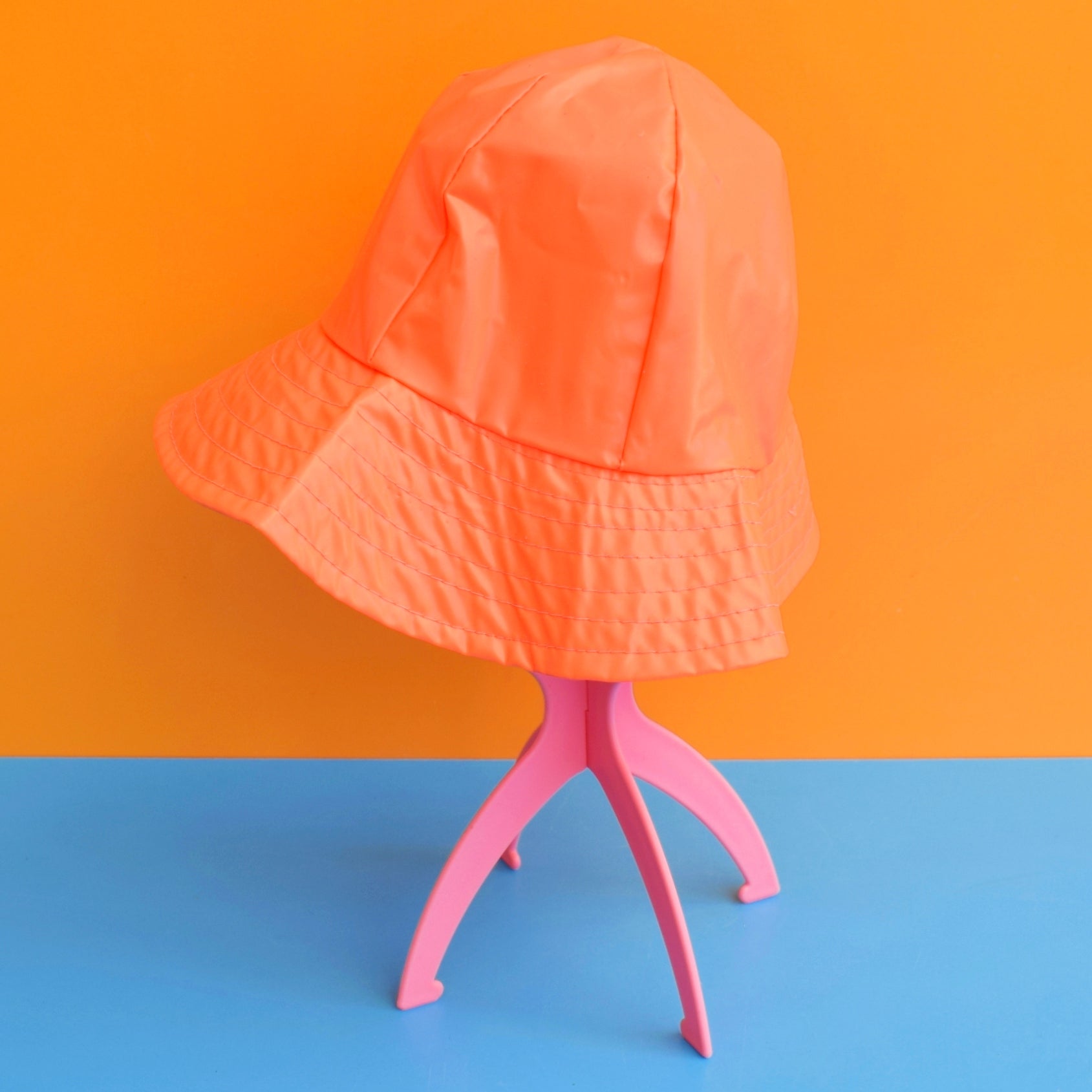 Vintage 1960s Rain Hat - Fluorescent Orange by Vintage